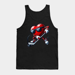 Funny Heart Playing Hockey Valentines Day Mens Boys Kids Tank Top
